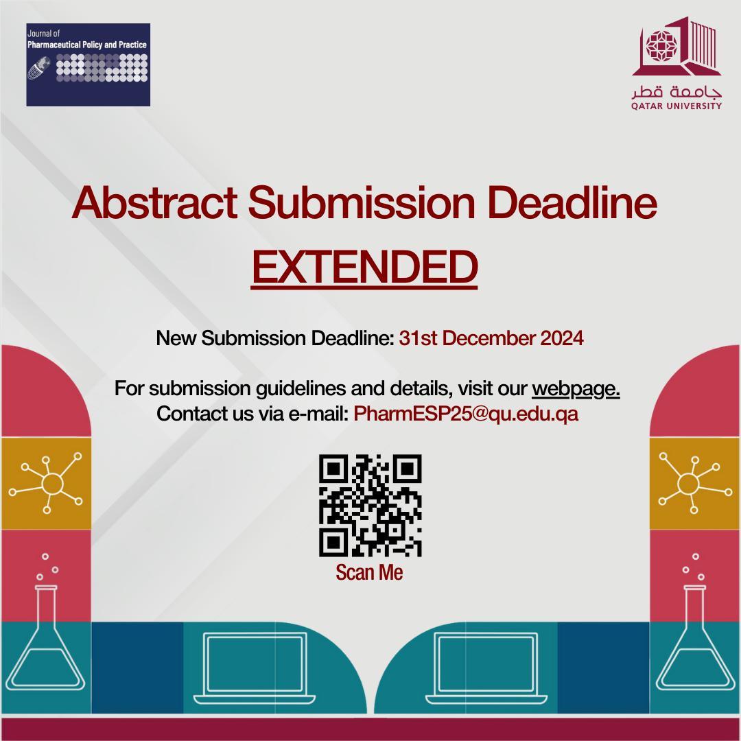 Dr Muhammad A. Hadi (@hadi_pharmprac) on Twitter photo Don't miss this oppertunity. Abstracts will be published in <a href="/editorjoppp/">J PharmPolicy & Prac</a> . Submit yours now qu.edu.qa/en-us/conferen… Don't miss this oppertunity. Abstracts will be published in <a href="/editorjoppp/">J PharmPolicy & Prac</a> . Submit yours now qu.edu.qa/en-us/conferen…