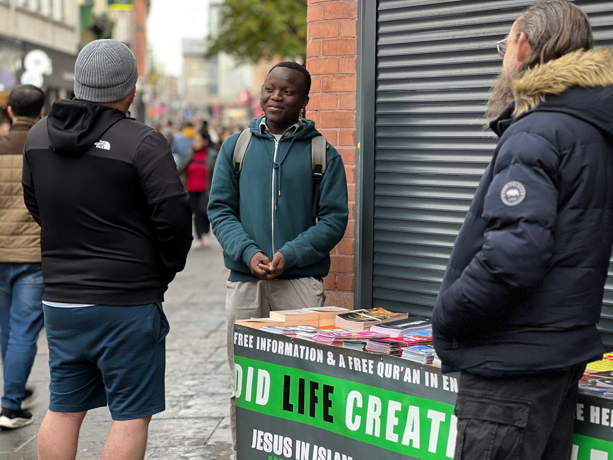 Allah the Most High says; “Verily, among mankind who have the best claim to Ibraheem (Abraham) are those who followed him, and this Prophet (Muhammad ﷺ) and those who have believed (Muslims)” [Qur'an 3:68]. - Our Du'at giving Da'wah in Nottingham City Centre.