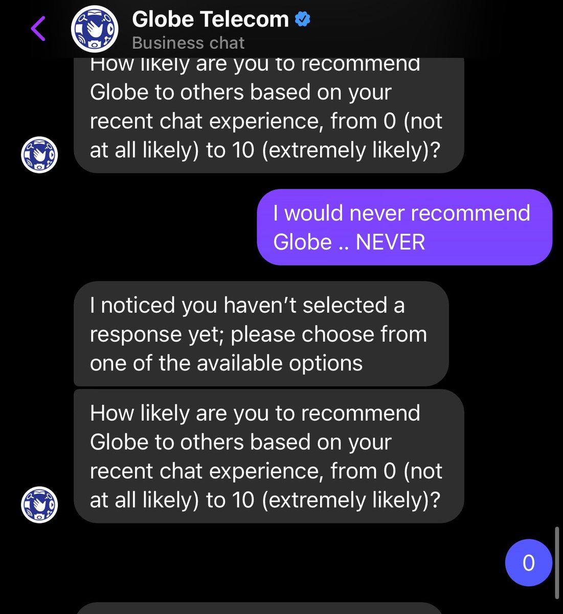 Rjoshi24's tweet photo. @enjoyGLOBE I thought your FB support might help me quicker.. spent 25 minutes and at the end, ask me to contact customer service😡😡 #NeverGlobeOne https://t.co/osJOjqkaF9