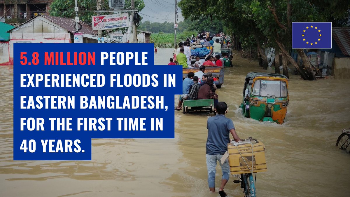 #COP29: #GlobalWarming and mass #flooding show the devastating cost of inaction.

In Eastern Bangladesh 🇧🇩, areas untouched by #floods for 40 years were severely affected this summer. This is a harsh reality of #ClimateChange.

The #EU is responding with €1.5M in