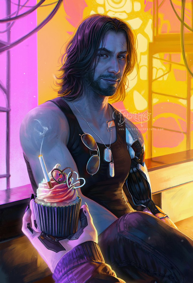 Happy birthday, Johnny! 🧁🎸💘
#Cyberpunk2077 #JohnnySilverhand