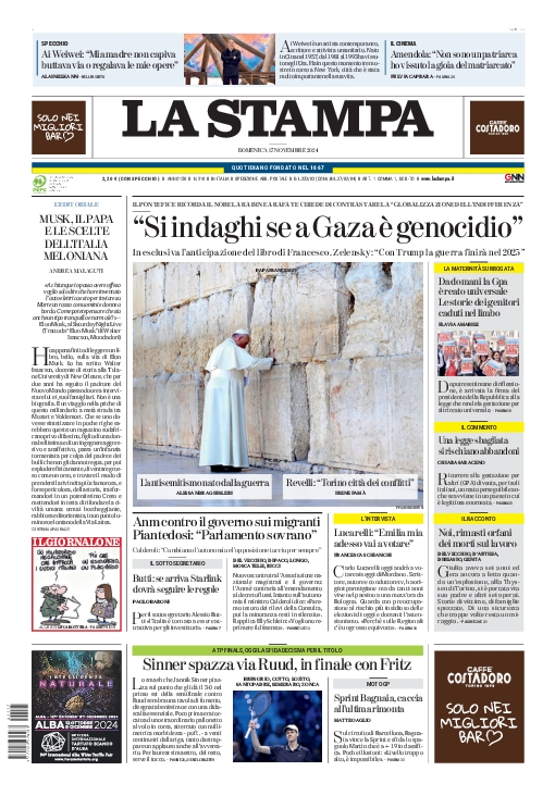 LaStampa's tweet photo. Buongiorno! Ecco la prima pagina di oggi, 17/11/2024. Gli aggiornamenti su https://t.co/x3RjqbDFRw https://t.co/TrufcjVR8w https://t.co/oALxS8L7vs