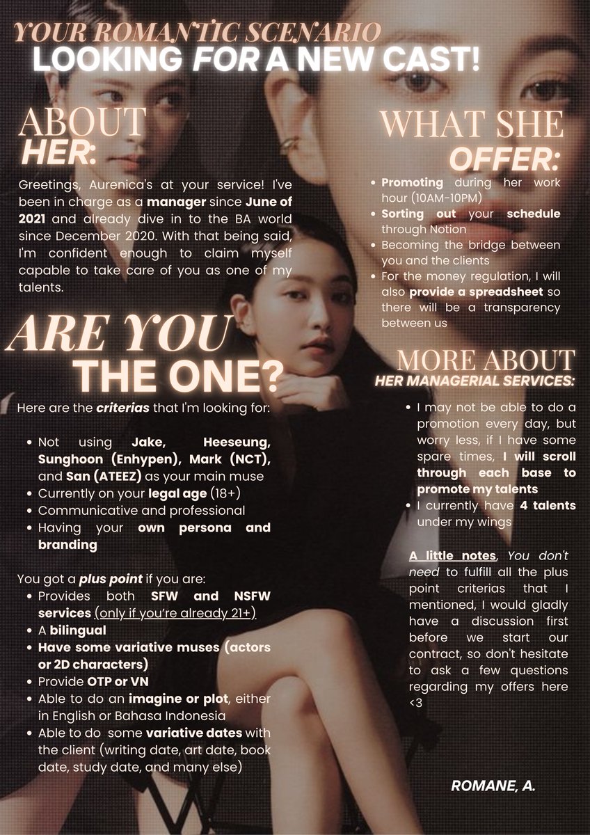RTs are highly appreciated

Hello-bello! I currently searching for a BFR talent to be taken care under my wings. If you meet the criteria I've outlined, please don't hesitate to have a visit to my direct messages <3