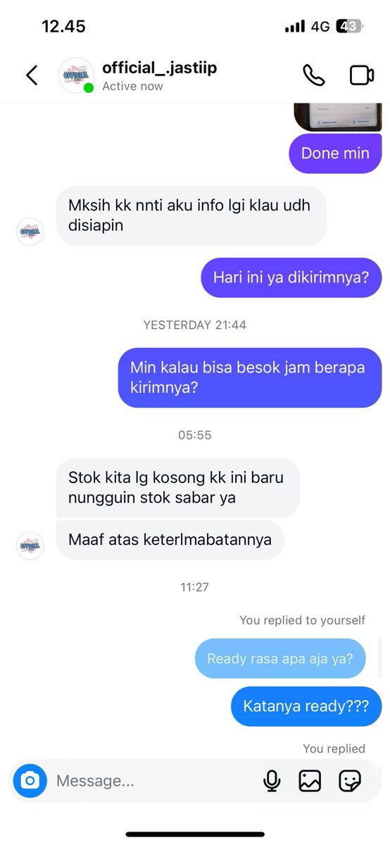 Popiside's tweet photo. ⚠️PENIPU JASTIP DUBAI COKLAT⚠️

Aku sama adekku kena tipu beli Dubai Coklat dari akun jastip tipu2an di Instagram. Beli 2 coklat bar 800RB awalnya ready stock bisa langsung kirim tiba2 out of stock dan admin nggak bisa dihubungi.

Akunnya @official_.jastiip di IG. HATI2 &amp; REPORT! https://t.co/4mpxFrGOn9