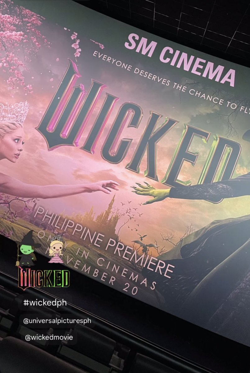 pancittkenton's tweet photo. Watched *Wicked* (the movie) last night during its advanced screening and as a huge fan of the musical (having seen it twice— in the PH and on Broadway), it was truly a spell-binding experience. It’s everything you hope for and more. It literally *defied gravity*. 💚💖 https://t.co/7EmhaD3H1r