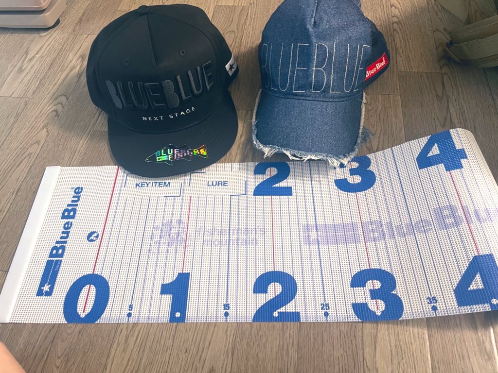 YZFR25bump's tweet photo. Blue Blueのワイドメッシュメジャーとフラットキャップ届きました❗️サイコーです❗️いっぱいシーバス釣るどー🎣
#BlueBlue #シーバス https://t.co/4GAUjvdTrX