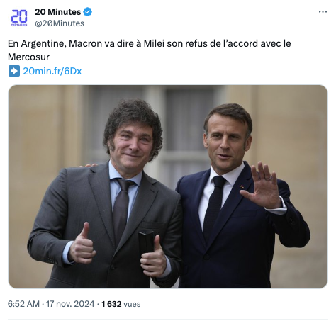 [Le saviez-vous ?]

Depuis sa prise de position contre l'accord UE-Mercosur, la France n'a jamais exigé de : 
➡️de rouvrir les négociations sur le contenu de l'accord (quotas, droits de douane etc)
➡️de réexaminer (ou retirer) le mandat de négociation de la Commission UE