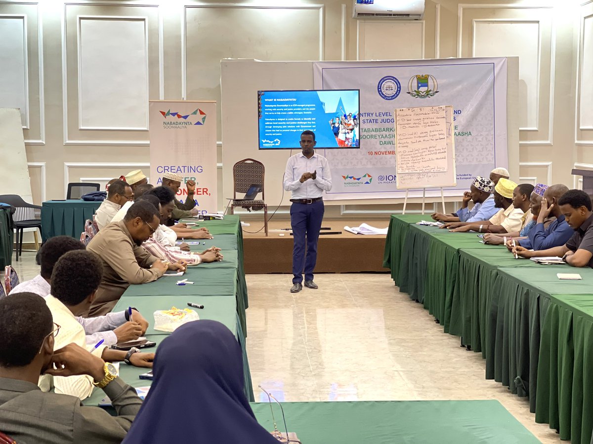 qadarhk's tweet photo. Day 7 of training @Nabadaynta is supporting the induction training for new judges and prosecutors in Jubaland. Area coordinator has Joined us today’s session with Nabadaynta insights.
@SomaliaJti 
@iom_somalia @UKinSomalia @EU_in_Somalia https://t.co/hmu6EqF6Vw