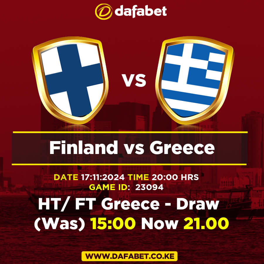 DafabetKenya's tweet photo. Finland vs Greece
🏆UEFA Nations League, League B, Gr. 2
⚽️23094
⏳20:00 HRS
🏟️Helsinki Olympic Stadium
18+ BET RESPONSIBLY
#TukoGame https://t.co/cMXuSWqPat