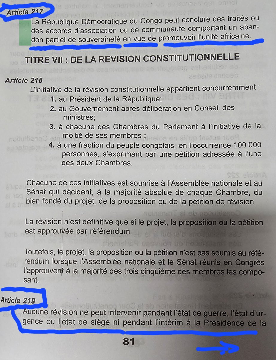 KimKimuntu's tweet photo. 🚨🎯🚨🎯#RDC : BONNE LECTURE ⬇️
#Constitution #Article217 #Article219 #Article220 🇨🇩 https://t.co/yoLXChoIfy