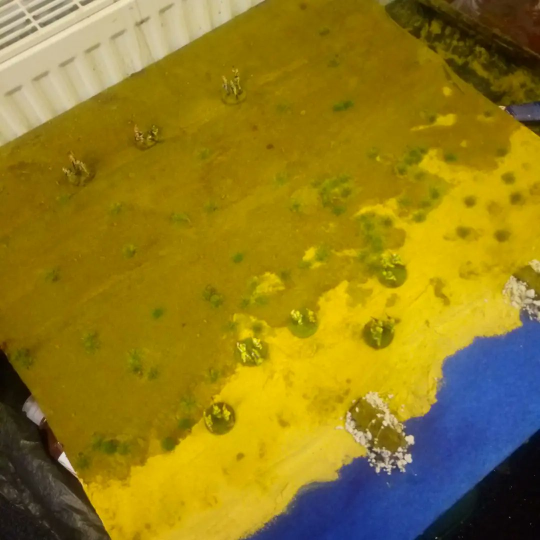 JamesLangham69's tweet photo. Yesterday's terrain board build, intended as a Waal river crossing board for my British Officers Don't Duck rules it could also be used for the Rhine at Oosterbeek. I will be making other boards extending it to the side or even back across the river for the Waal crossing. https://t.co/fyrvYMppNG