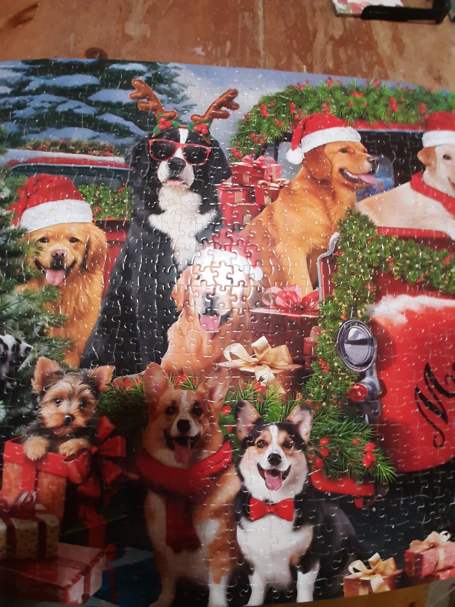 Took myself a total news break for awhile today and treated myself to spending a few hours on a puzzle. I figure if the stores are putting up Christmas stuff I can do a holiday puzzle.