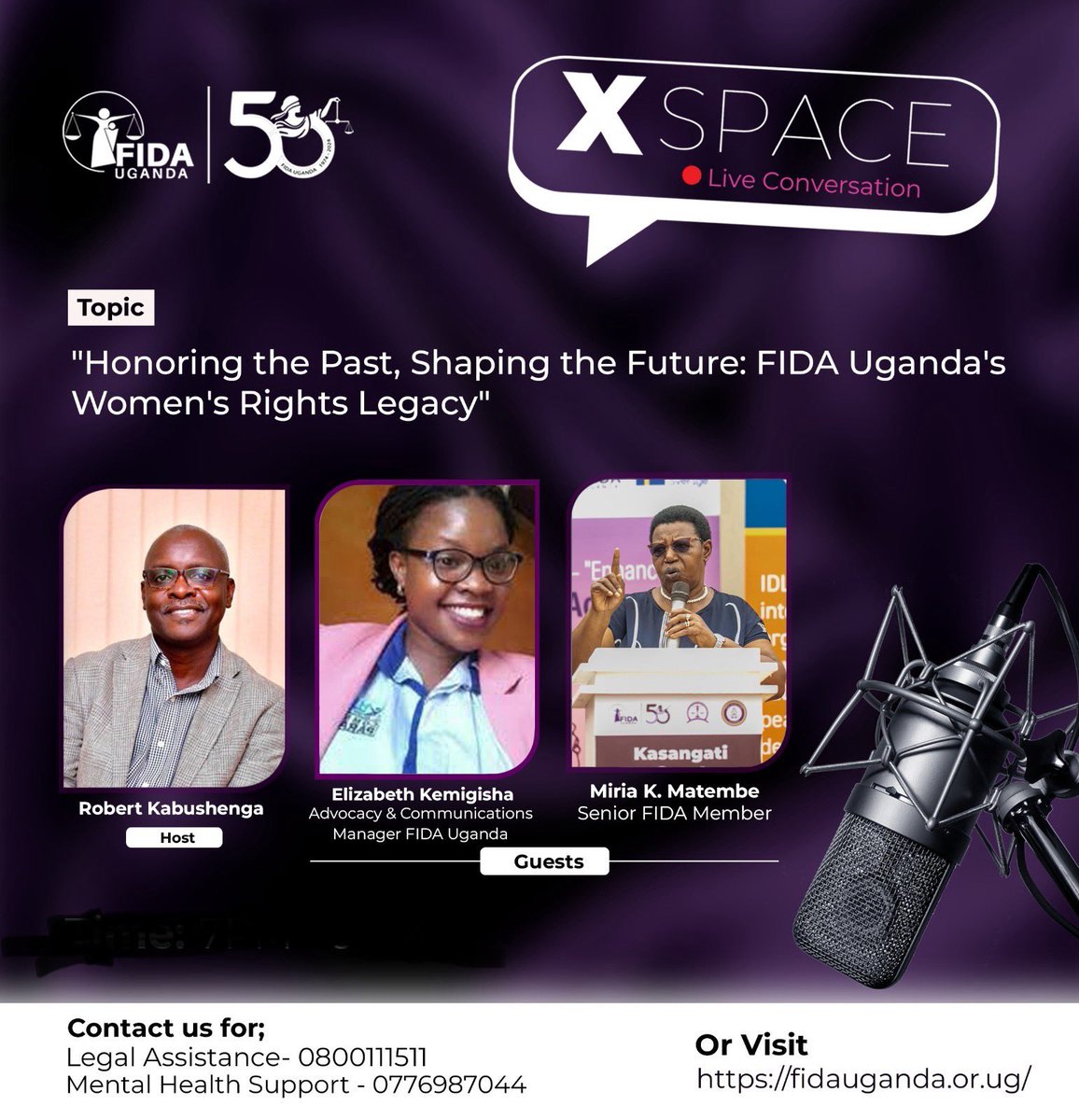rkabushenga's tweet photo. This Monday evening at 8 PM on my #AfricanSpeak Spaces-50 Years of @FIDAUganda. I will talk to @miriamatembe &amp; @elayzabeth, two women from different generations to take us through the work of women lawyers in Uganda. Spread the word.  Set  a reminder. Log on. https://t.co/2LGwD7Knwj