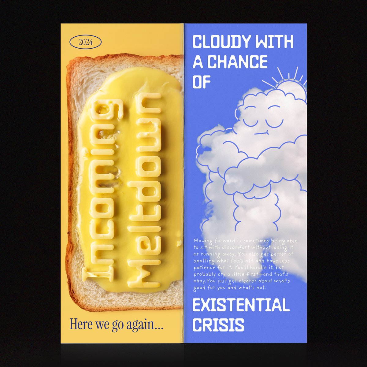 Another snippet from my zine! I had way too much fun experimenting with type this time—capturing a literal meltdown. Stay tuned; there’s more chaos to come!