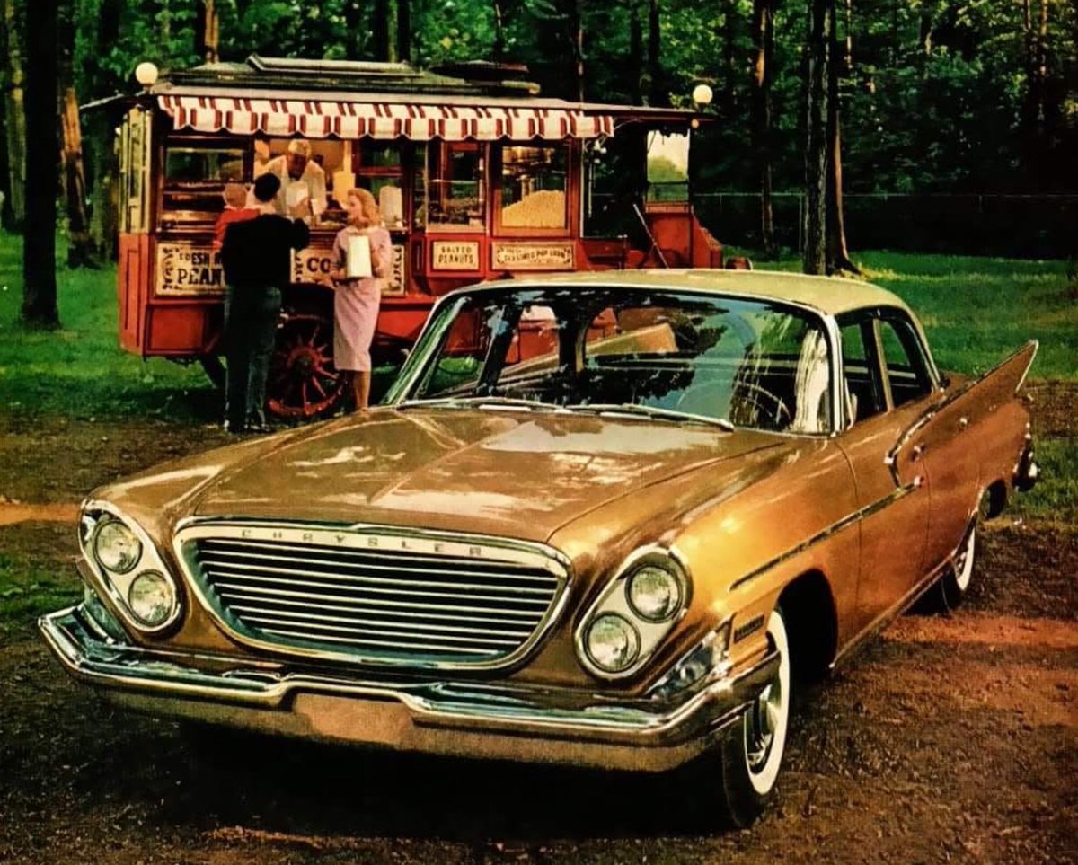 DaveDuricy's tweet image. She: “I think we’re going to need more popcorn in 2025.” 1961 Chrysler Newport. #Politics #FutureInProgress