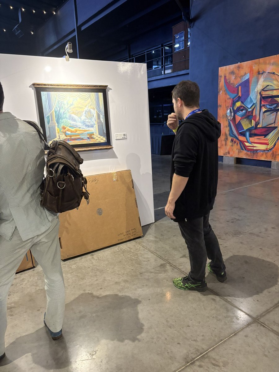 One of my favorite shots from <a href="/AdoptingBTC/">Adopting Bitcoin</a> 

Hope the concentrated look from <a href="/giacomozucco/">Giacomo #NoCAT Zucco⚡️🌋🧀💀🧻</a>  toward my painting means clear skies ahead

As a full time artist for 55 years there never was a Plan B until now with bitcoin of course

Renaissance 2.0

Thanks also to all of the