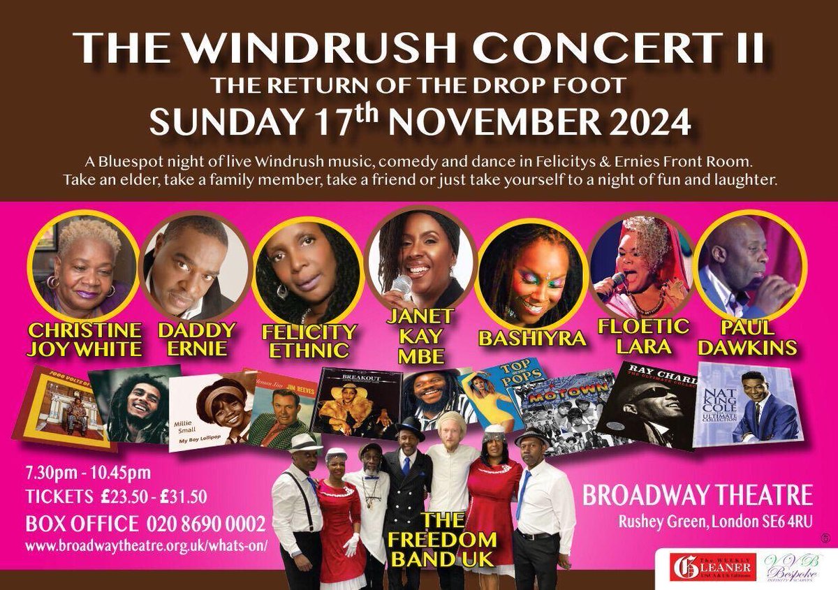 Tonight, Tonight The BIG Windrush Concert 730pm Broadway Theatre . Some tickets left..,See you there