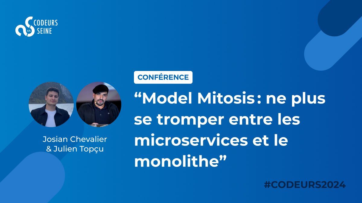 codeursenseine's tweet image. 🔍 [09h50 - 21/11] &quot;Model Mitosis : ne plus se tromper entre les microservices et le monolithe&quot; avec @josianchevalier et @julientopcu. Clarifiez vos choix architecturaux pour des applications robustes. #Codeurs2024 #Microservices
👉 Programme complet : buff.ly/4efjkCs