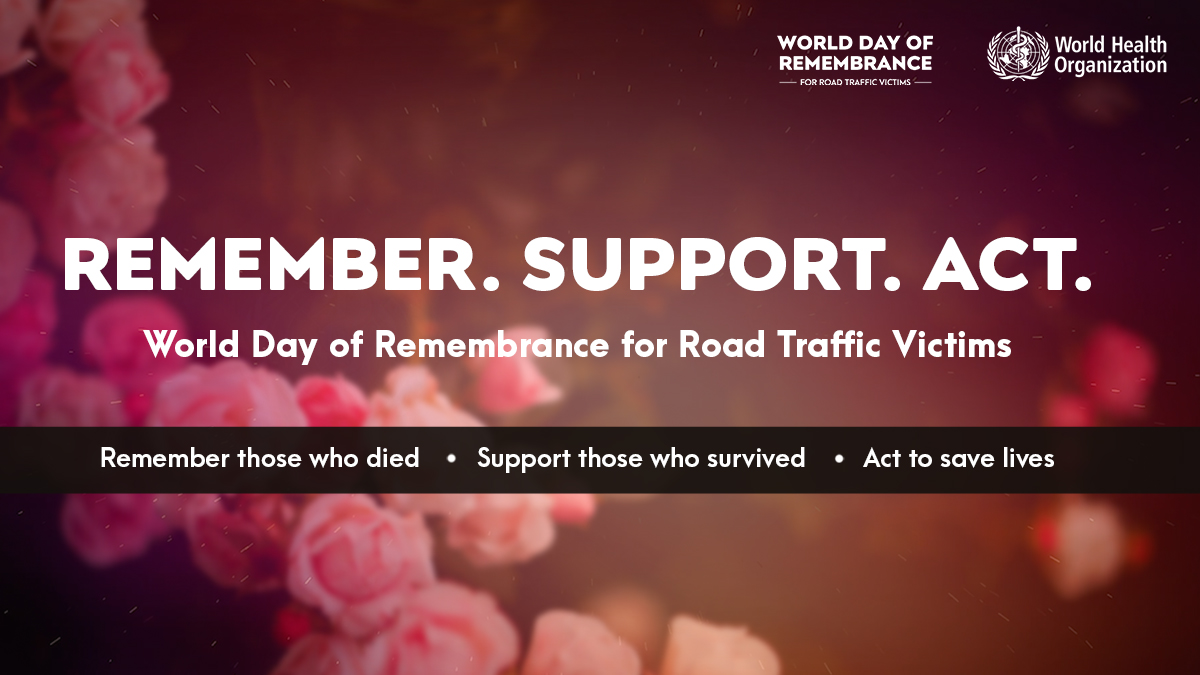 Today on World Day of Remembrance for Road Traffic Victims #WDoR2024 we

💛 remember those killed &amp; seriously injured on the world’s roads, &amp; the families who have lost loved ones

💛 advocate for better support for victims &amp; bereaved families

💛 promote actions that save lives