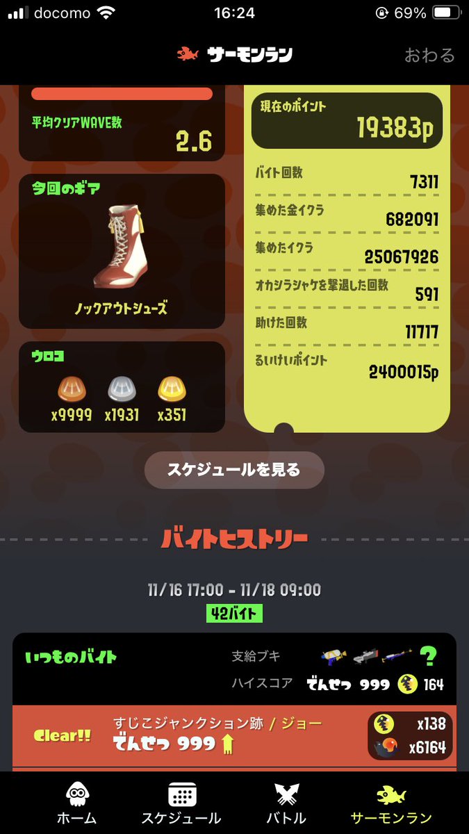 今日は野良カンスト🦑🐙🎊
銅ウロコもカンストした🥉
#サーモンラン