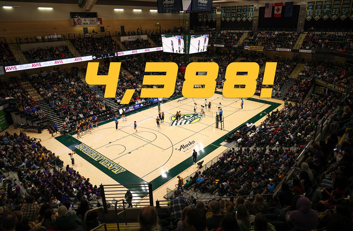 The <a href="/UAAVolleyball/">UAA Volleyball</a> program has recaptured the <a href="/NCAADII/">NCAA Division II</a> regular-season attendance record with 4,388 fans tonight <a href="/AKAirCenter/">AK Air Center</a>! Thanks to Seawolf Nation for showing out!!!
<a href="/GNACsports/">GNAC Sports</a> <a href="/uaanchorage/">UAA</a> <a href="/AVCAVolleyball/">AVCA</a> <a href="/NCAA/">NCAA</a>
