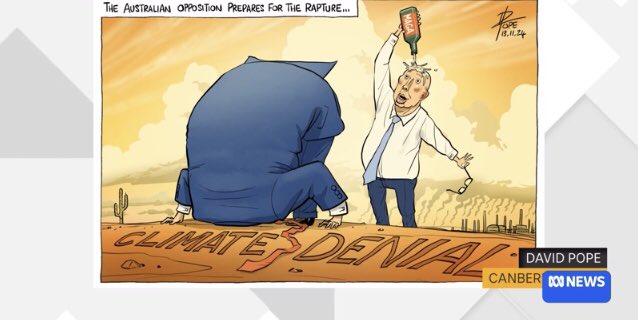 cvidisability's tweet photo. This #DavidPope cartoon hits the nail on the head when it comes to Australiaโs future under #PeterDutton and the #Liberals as they soak themselves in the toxic #MAGA mindset and stick their head in the sand with more climate denial now Trump is in power. #auspol https://t.co/Je6K2BhZwp