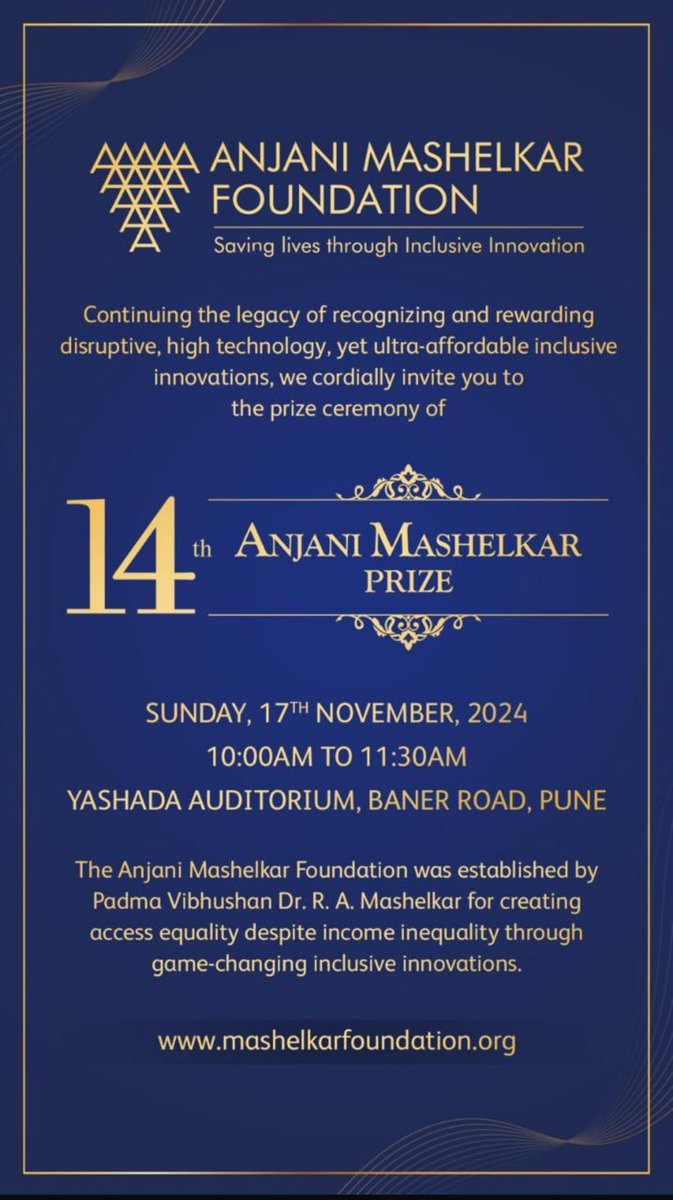 Raghunath Mashelkar (@rameshmashelkar) on Twitter photo A revolutionary ulta- affordable blood-free anaemia detection device won the <a href="/Mashelkar_Fndn/">Anjani Mashelkar Foundation</a> Anjani Mashelkar Prize 2024 at the 12th National Conference on Social Innovation <a href="/PuneIntCentre/">Pune Int Centre</a>.
Eminent industrialist Sanjay Kirloskar presented the prize of Rs one lakh & a citation A revolutionary ulta- affordable blood-free anaemia detection device won the <a href="/Mashelkar_Fndn/">Anjani Mashelkar Foundation</a> Anjani Mashelkar Prize 2024 at the 12th National Conference on Social Innovation <a href="/PuneIntCentre/">Pune Int Centre</a>.
Eminent industrialist Sanjay Kirloskar presented the prize of Rs one lakh & a citation