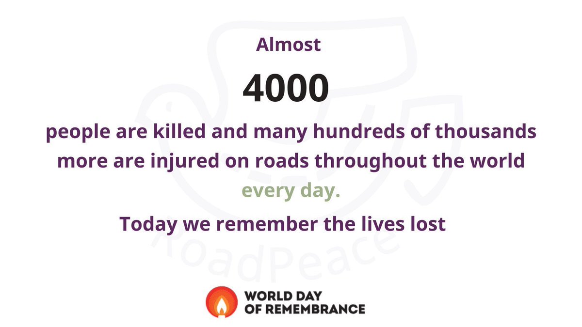Today we remember the hundreds of thousands of lives lost on the world's roads. 

The numbers are vast, but the tragedies are personal.

Our website has details of services and events being held up and down the country to mark today's World Day of Remembrance. #WDoR2024
