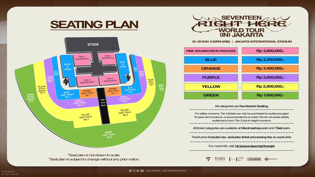 [UPDATE] #SVT_RIGHT_HERE_IN_JAKARTA - SEVENTEEN [RIGHT HERE] WORLD TOUR IN JAKARTA - Show Day 2 (Feb 9) Official Seat Plan.

Please refer to the updated Seat Plan information as mentioned in this announcement. Thank you.
-
🔗: bit.ly/seventeenright…