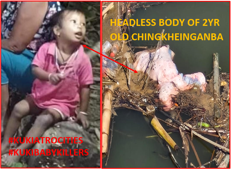 yumnamevelyn's tweet photo. #Kuki has released a video threatening the #Meiteis & even the #CRPFs.
Visuals of the dead bodies of Y Rani, a 60 yr who was RAPED multiple times and HEADLESS body of Chingkhei, a 2 yr boy, have emerged. The 6 dead bodies prove they endured unimaginable pain before their deaths. https://t.co/zcx4DQj8SO