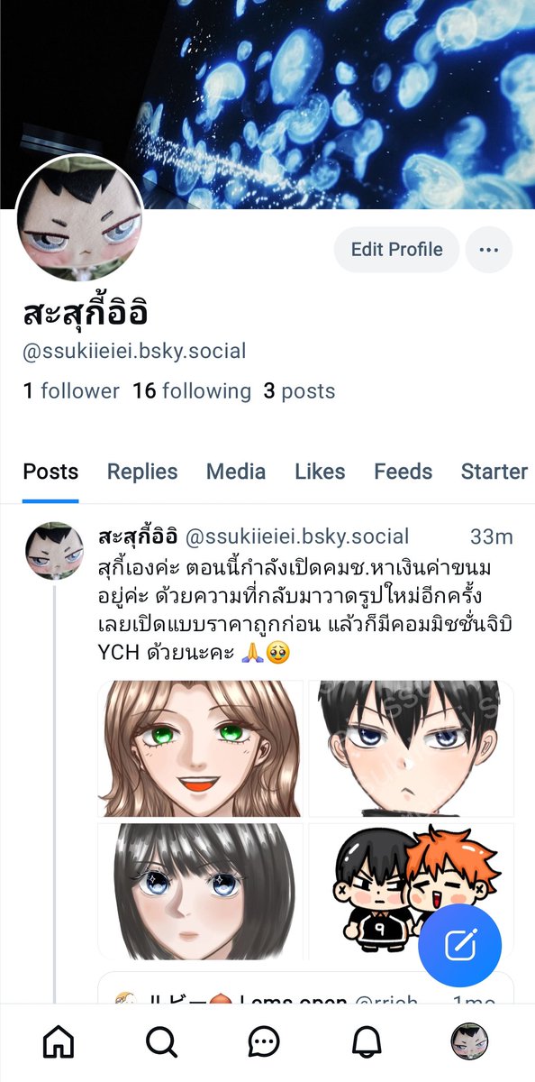 ฝากแอคบลูสกายกันด้วยนะคะทุกคน 💪