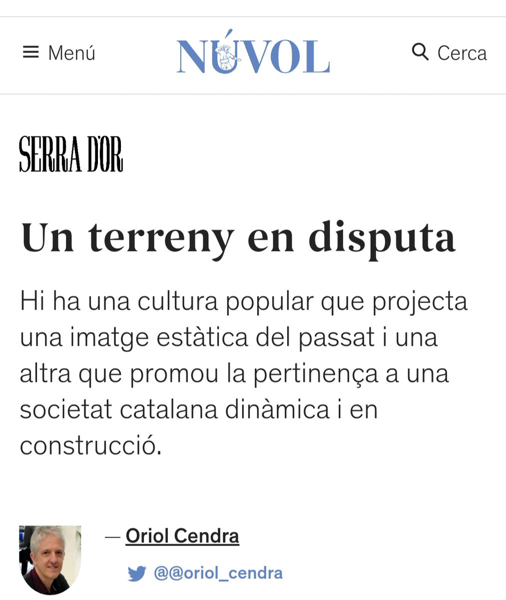 Passa que allò de la cultura popular no és més que una construcció ideològica. I hi ha institucions i entitats que fan de la "cultura popular" un lobby excloent, que reparteix discrecionalment els recursos econòmics de què disposa, essencialista i xenòfob
nuvol.com/serra-dor/un-t…