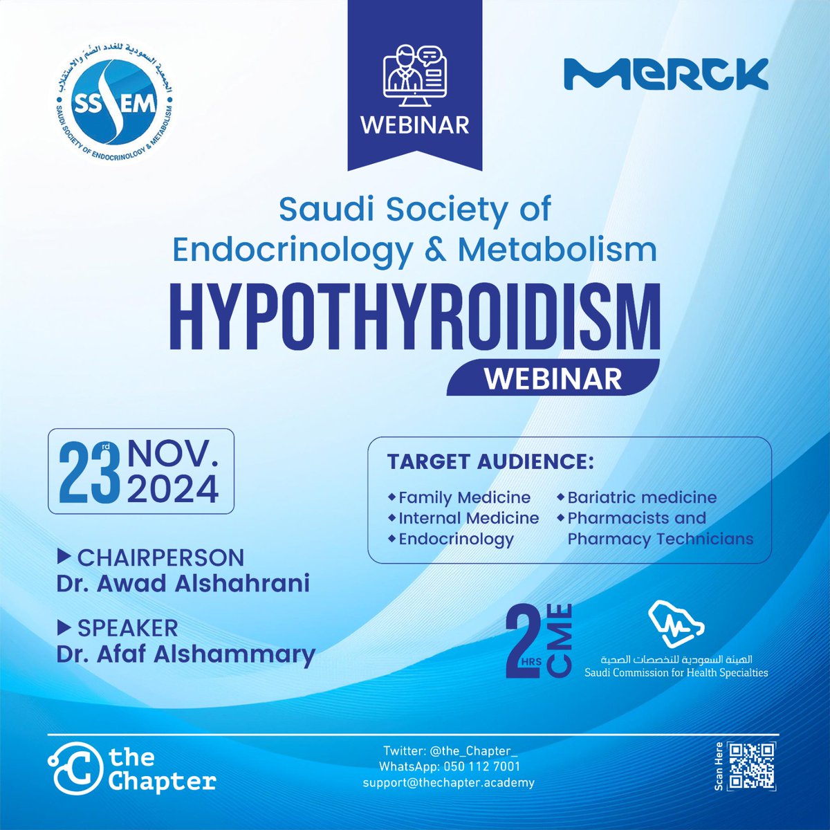 Join our webinar on hypothyroidism for insights into its causes, diagnosis, treatment, and patient care, followed by a Q&amp;A session. 

- 2 CME hours
- Date: 23 November
- ⁠8:30pm-10:00pm

Register Now:
lms.thechapter.academy/courses/Hypoth…