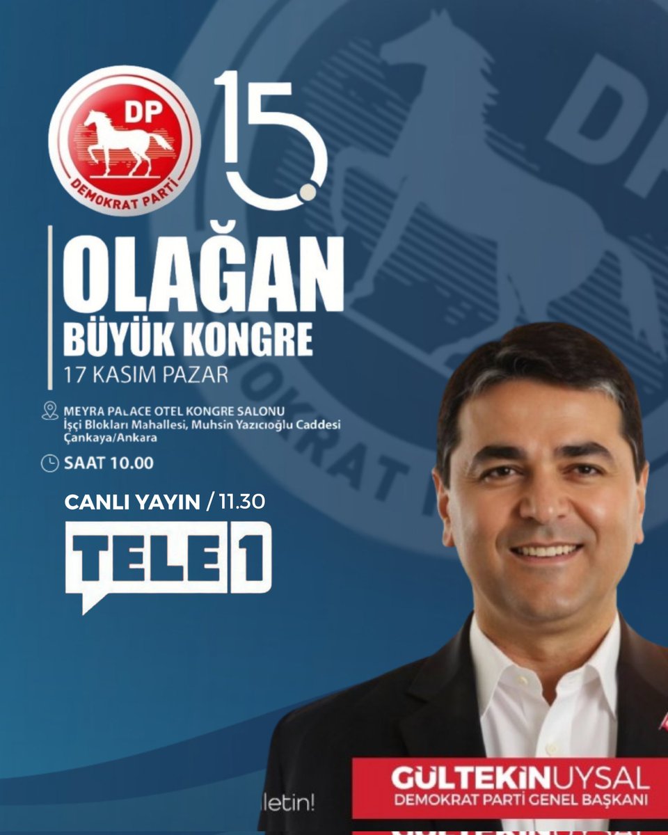 15. Olağan Büyük Kongremizi <a href="/tele1comtr/">Tele1 TV</a> ekranlarında canlı takip etmek için;
▶️youtube.com/live/Ah0q95CJq…