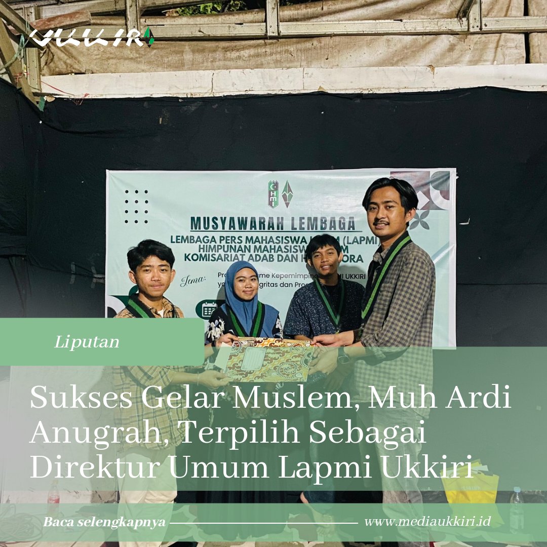 lapmiukkiri's tweet photo. UKKIRI-Lembaga Pers Mahasiswa Islam (LAPMI) Himpunan Mahasiswa Islam (HMI) Komisariat Adab dan Humaniora sukses menggelar Musyawarah Lembaga (MUSLEM) dengan tema " Profesionalisme Kepemimpinan LAPMI UKKIRI yang Berintegritas dan Progresif".

Selengkapnya, https://t.co/taWDLRvgCq https://t.co/ELAsBFbRAB
