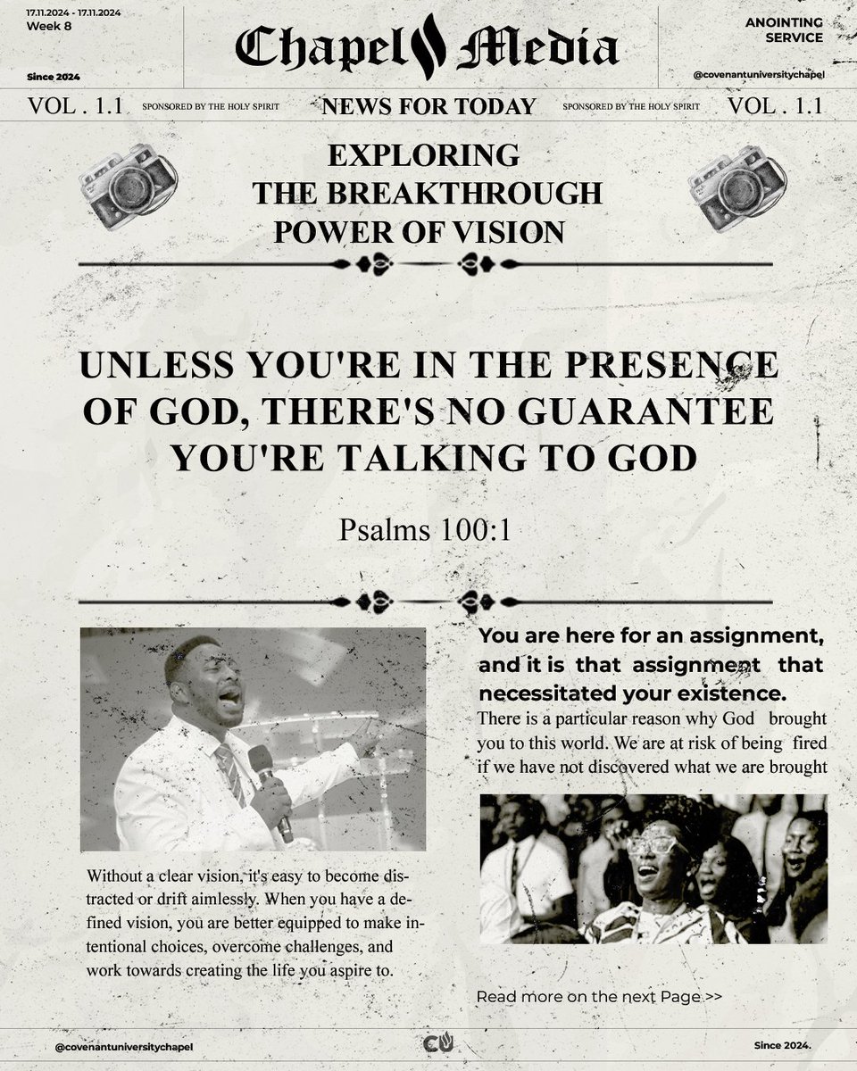 BREAKING NEWS!!!!

In today's first service we encountered the breakthrough power of vision🖤🖤🖤
#covenantuniversitychapel #sundayservice