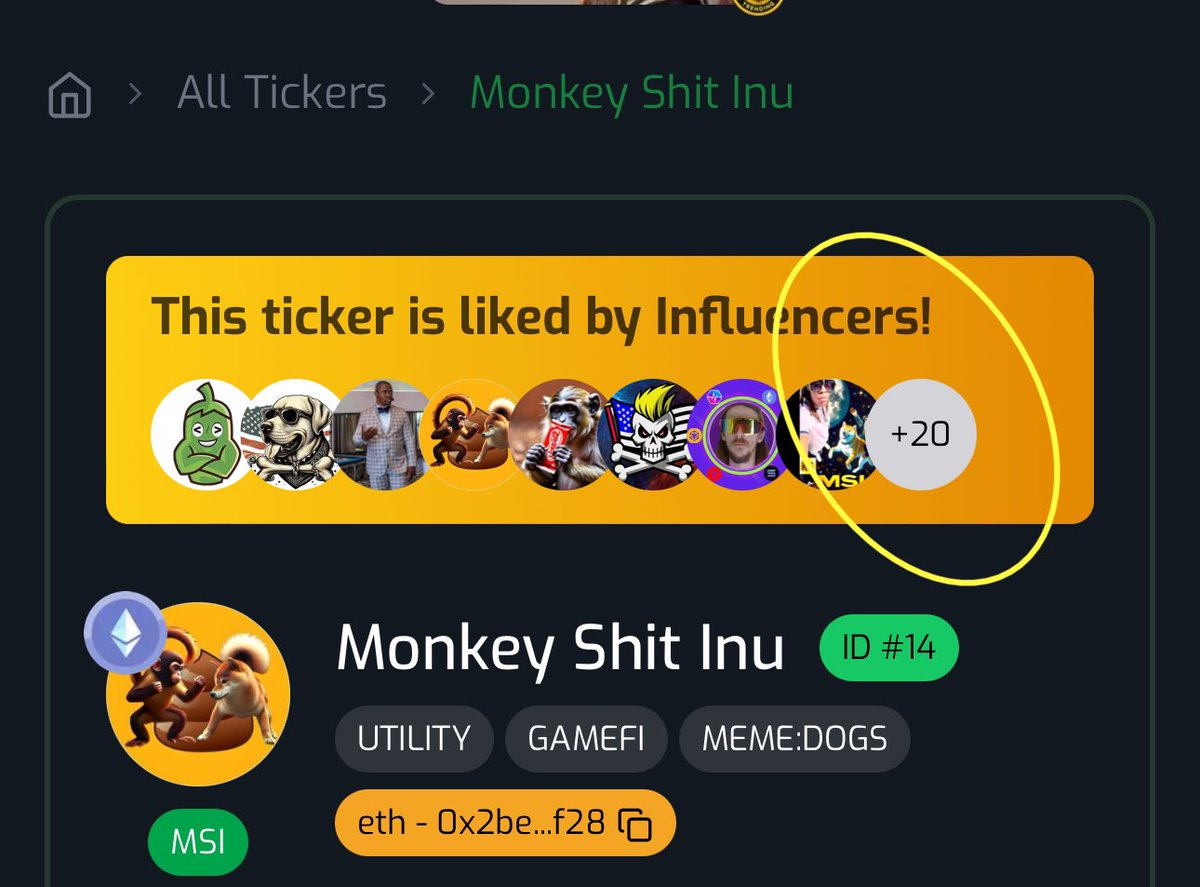 MSI (@msi_token) on Twitter photo Did you know now you can click the button and see all supporting influencers👀  $MSI 
Tickertrending.com Did you know now you can click the button and see all supporting influencers👀  $MSI 
Tickertrending.com