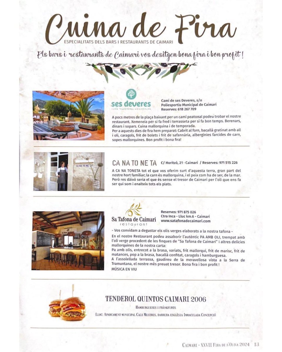 XXVI FIRA DE S'OLIVA DE CAIMARI