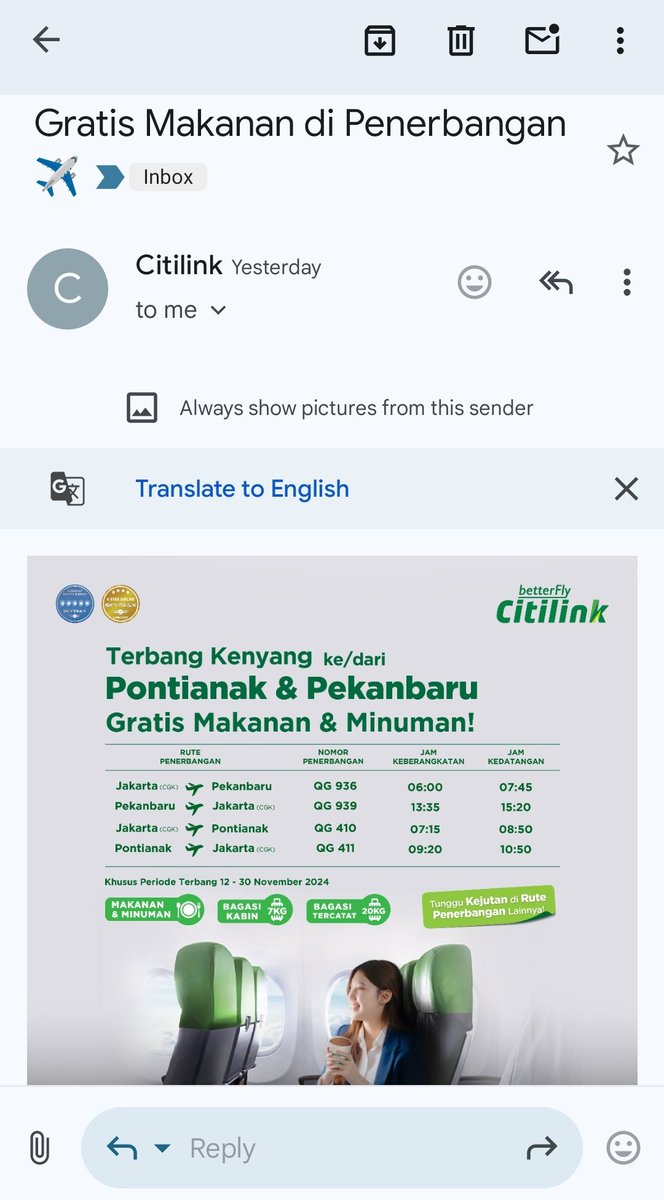 x_cisadane's tweet photo. @Citilink Wah beneran rupanyah... Biasanya hrs beli dlu 60rb hahah... Yaaah sayangnya ada Periode Promonya, coba aja teroos2an selama 1th  gtu hahah... https://t.co/hOJcK0DjU9