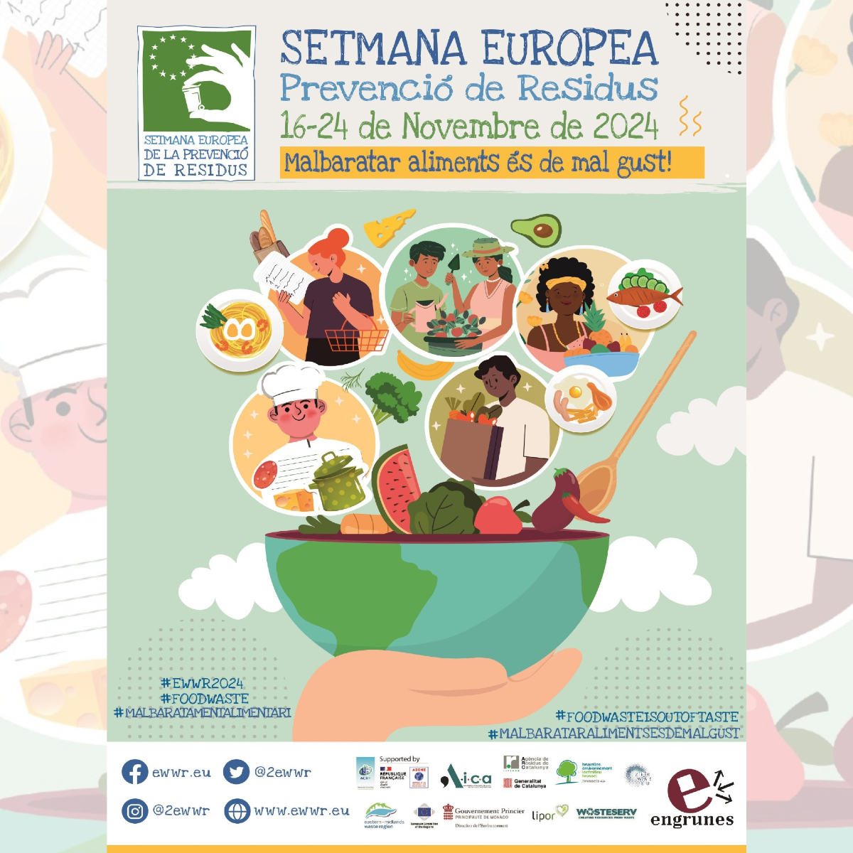 Setmana Europea de la Prevenció de Residus.
Enguany, estem enfocats en un tema que ens toca a tots: el malbaratament alimentari.
Cada dia compartirem un consell per a evitar el desaprofitament i prevenir la generació de residus.
#EWWWR2024  #MALBARATARALIMENTSESDEMALGUST