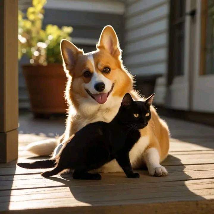corgiloverszone's tweet photo. A corgi and a black cat wrestling playfully on a sunlit porch.".
.
.❤️...!
.
.
.
.
.
.
.
.
#jenniferlopez
#alexandradaddario #AngelinaJolie #MeganFox
 #margotrobbie 
#chrisevans #ChristianBale 
#AnneHathway #BrieLarson 
#ScarlettJohansson #elizabetholsen 
#JenniferLopez https://t.co/z6WS3GBNY7