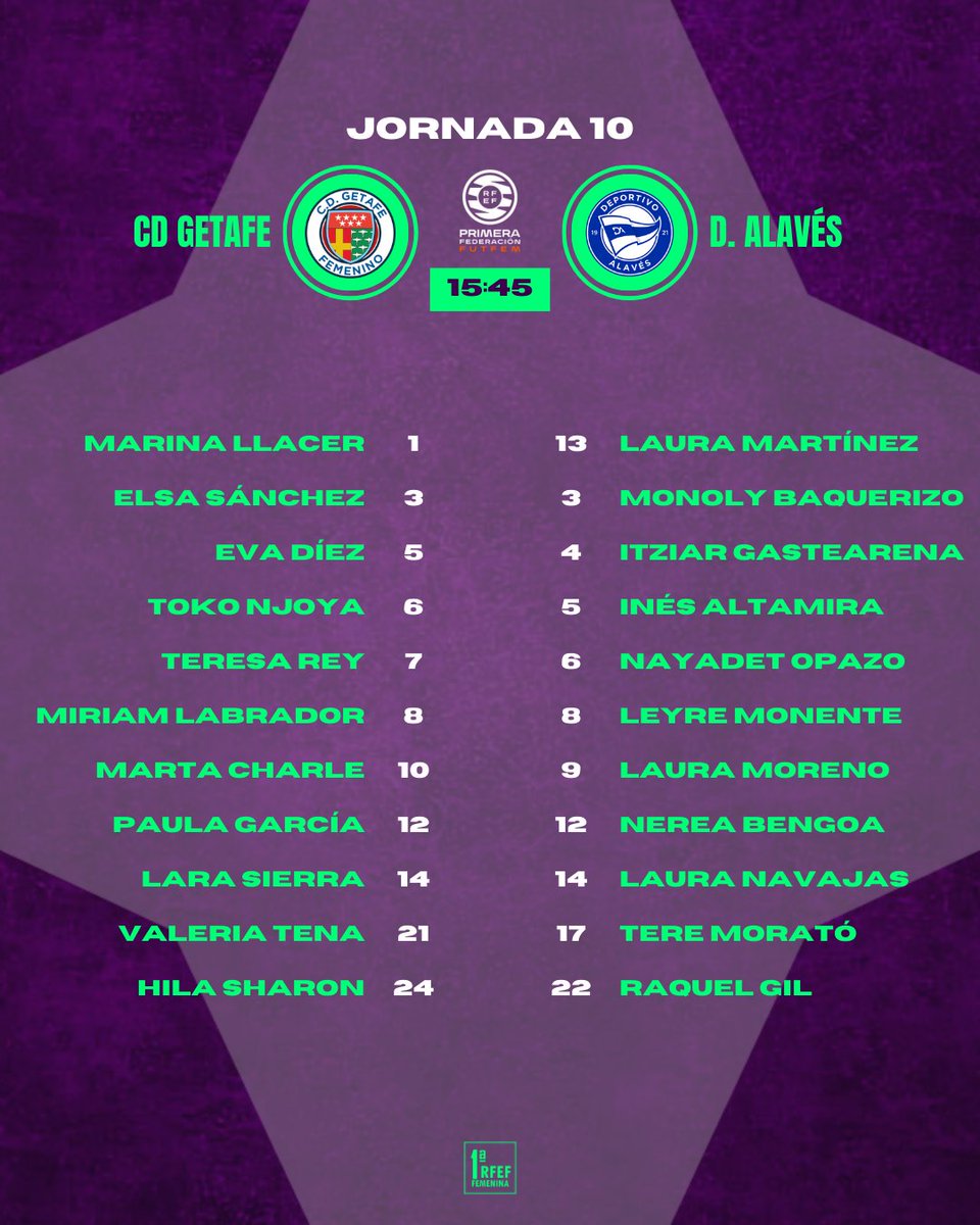 1rfef_fem's tweet photo. ⚔️ 𝗢𝗡𝗖𝗘𝗦 #1RFEFfem | CD Getafe - Deportivo Alavés https://t.co/eb3GQg9CwD