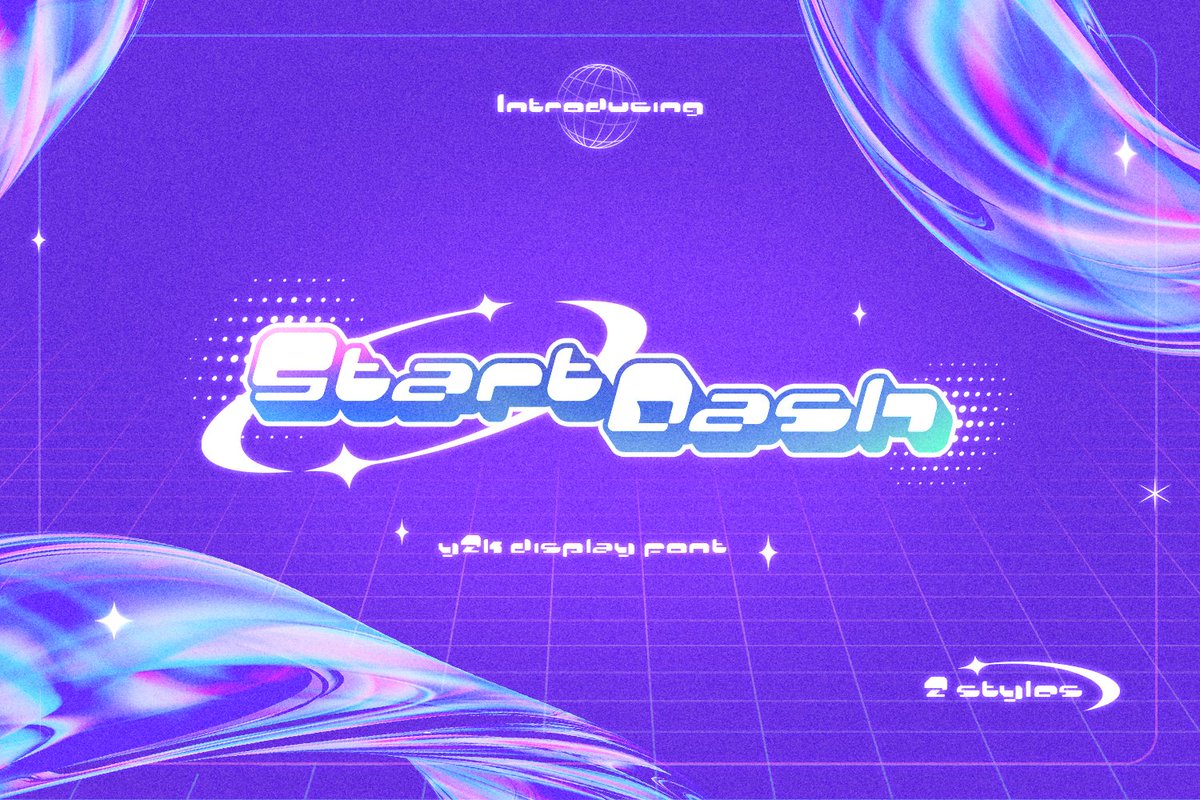 tkzgraphic's tweet photo. Start Dash Y2K font is a perfect addition to express your digital nostalgia with bold colors and shiny materials

Checkout Start Dash – https://t.co/bjdrYHDtUD

#Type #TypeDesign #Font #FreeFont #Y2K https://t.co/W4E1VT8jOs