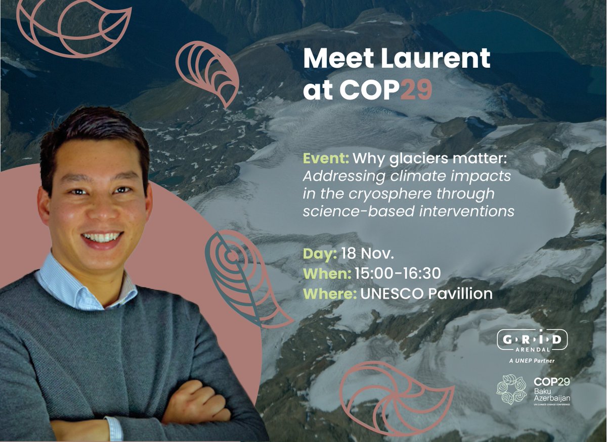 GRID-Arendal (@gridarendal) on Twitter photo We're kicking off our week at #COP29 with an event at the <a href="/UNESCO/">UNESCO 🏛️ #Education #Sciences #Culture 🇺🇳</a> Pavilion! 🙌
🧊Why glaciers matter: Addressing climate impacts in the cryosphere through science-based interventions
⏰15:00-16:30
📍UNESCO Pavilion
🔗 news.grida.no/nbspgridarenda…
#glaciers #cryosphere We're kicking off our week at #COP29 with an event at the <a href="/UNESCO/">UNESCO 🏛️ #Education #Sciences #Culture 🇺🇳</a> Pavilion! 🙌
🧊Why glaciers matter: Addressing climate impacts in the cryosphere through science-based interventions
⏰15:00-16:30
📍UNESCO Pavilion
🔗 news.grida.no/nbspgridarenda…
#glaciers #cryosphere