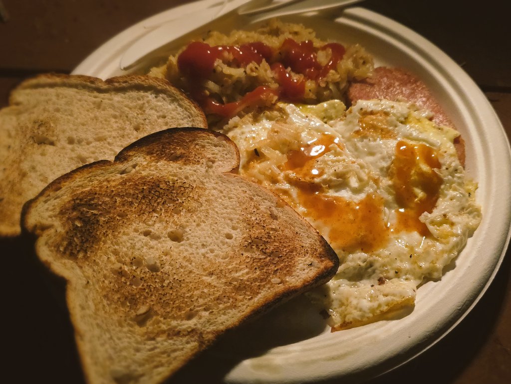 dc__outdoors's tweet photo. Breakfast for Dinner at Camp
. . .
Fried eggs, Spam, hashbrowns, and toast.
It took forever to make on the single burner stove but was well worth it at the end of it all.
#camp #camplife #food #DCOUTDOORS #huntingcamp #YouTube #youtuber #Snacksquad #teamsnacks https://t.co/hzZhClfFZG