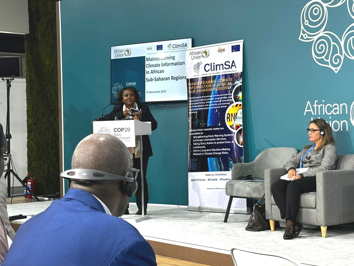 commission_coi's tweet image. #Africa @COP29_AZ Gina Bonne IOC Head PD Climate &amp;amp; Environment presenting our prog to enhance Climate services i.e #Hydromet co-funded by @EU_Partnerships @AFD_France @theGCF ➡️ develop #climate services for planning, Security &amp;amp; resilience
🎯 Advocating for African Island States