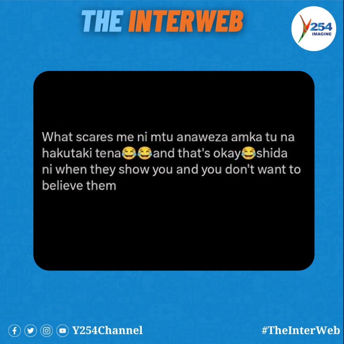 Y254Channel's tweet photo. Mtu hufanya nini mpoa wake akiamua hampendi anymore?
#TheInterWeb ^NK https://t.co/AEiXIDLFZz