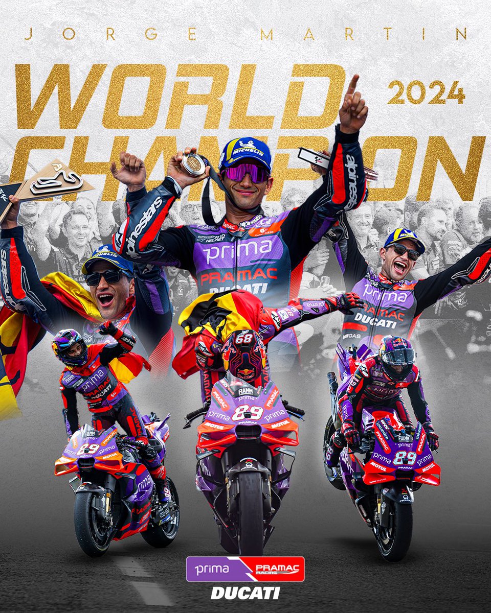 pramacracing's tweet image. Ladies and gentlemen, history has been made.📖
@88jorgemartin becomes MotoGP World Champions 2024 🏆🥇

#MotoGP #PrimaPramacRacing