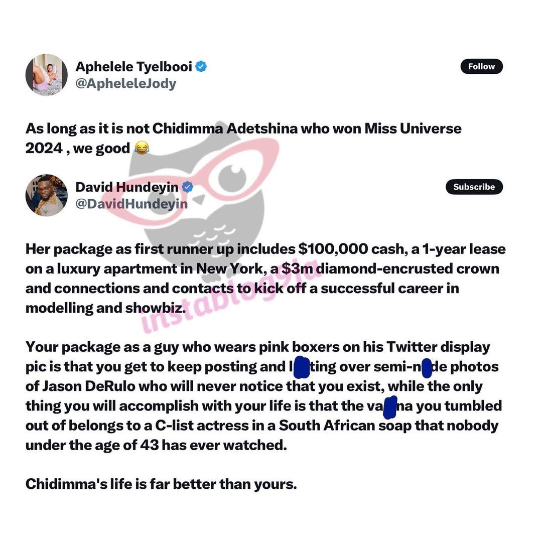instablog9ja's tweet image. Chidimma Adetshina: Between journalist Hundeyin and a South African actress’ son
