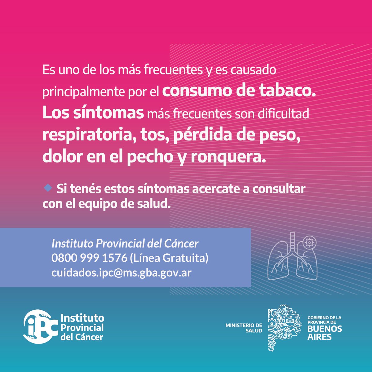 DÍA MUNDIAL DE LA LUCHA CONTRA EL CÁNCER

Evitar el tabaquismo, ya que es el principal factor de riesgo para el desarrollo de esta y otras enfermedades, y mantener los ambientes libres de humo.

La detección temprana mejora la oportunidad de tratamiento.